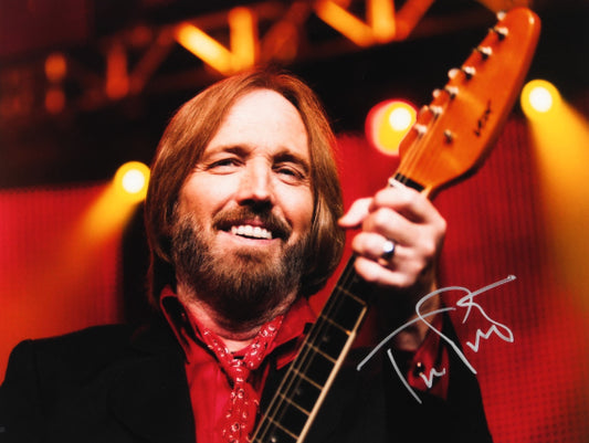 TOM PETTY signed autographed photo COA Hologram Tom Petty and red silver marker signature