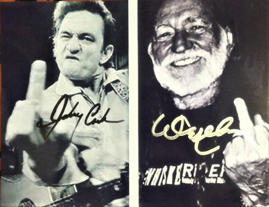 WILLIE NELSON JOHNNY CASH signed autographed photo COA Hologram Beckett Autographs