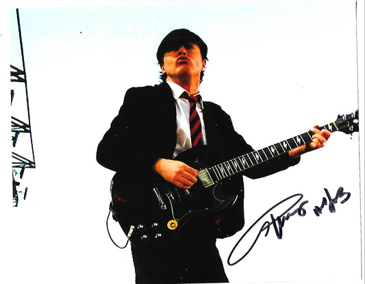 Angus Young AC/DC signed photo white background