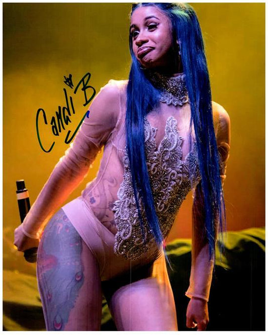 CARDI B signed autographed photo COA Hologram singing on stage