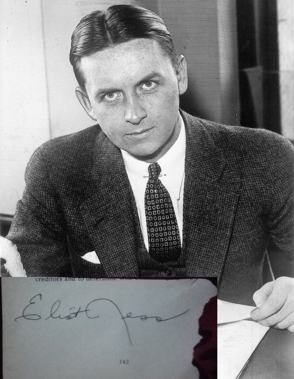 ELLIOT NESS signed autographed photo COA Hologram Beckett Autographs