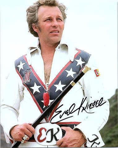 EVEL KNIEVEL signed autographed photo COA Hologram stars and white uniform