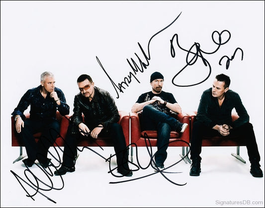 U2 BAND signed autographed photo COA Hologram Beckett Autographs